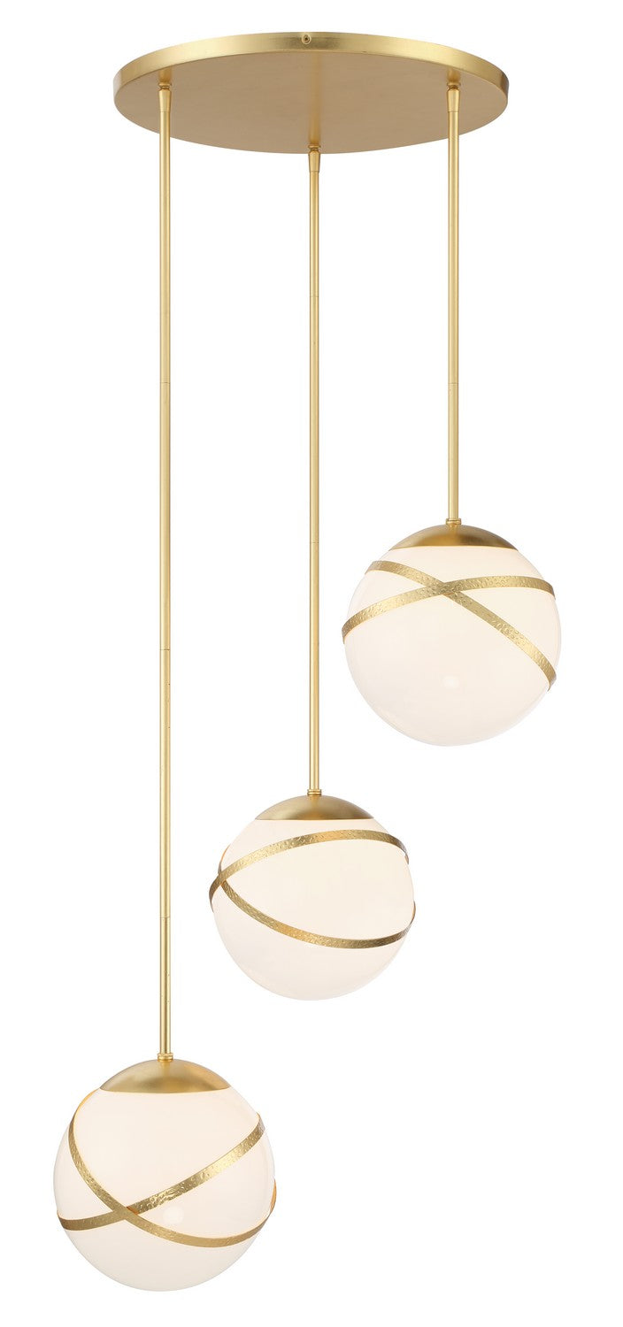 Three Light Pan Pendant<br /><span style="color:#4AB0CE;">Entrega: 4-10 dias en USA</span><br /><span style="color:#4AB0CE;font-size:60%;">PREGUNTE POR ENTREGA EN PANAMA</span><br />Collection: Batignolles<br />Finish: Spring Gold Leaf