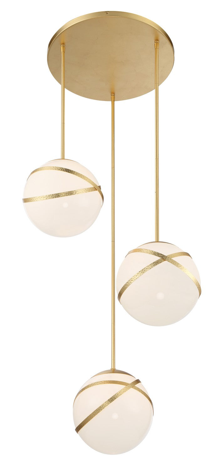 Three Light Pan Pendant<br /><span style="color:#4AB0CE;">Entrega: 4-10 dias en USA</span><br /><span style="color:#4AB0CE;font-size:60%;">PREGUNTE POR ENTREGA EN PANAMA</span><br />Collection: Batignolles<br />Finish: Spring Gold Leaf