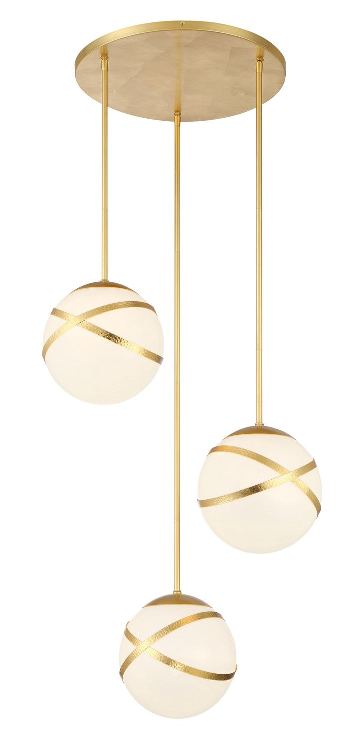 Three Light Pan Pendant<br /><span style="color:#4AB0CE;">Entrega: 4-10 dias en USA</span><br /><span style="color:#4AB0CE;font-size:60%;">PREGUNTE POR ENTREGA EN PANAMA</span><br />Collection: Batignolles<br />Finish: Spring Gold Leaf