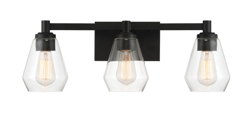 Three Light Bath Vanity<br /><span style="color:#4AB0CE;">Entrega: 4-10 dias en USA</span><br /><span style="color:#4AB0CE;font-size:60%;">PREGUNTE POR ENTREGA EN PANAMA</span><br />Collection: Clarity<br />Finish: Coal