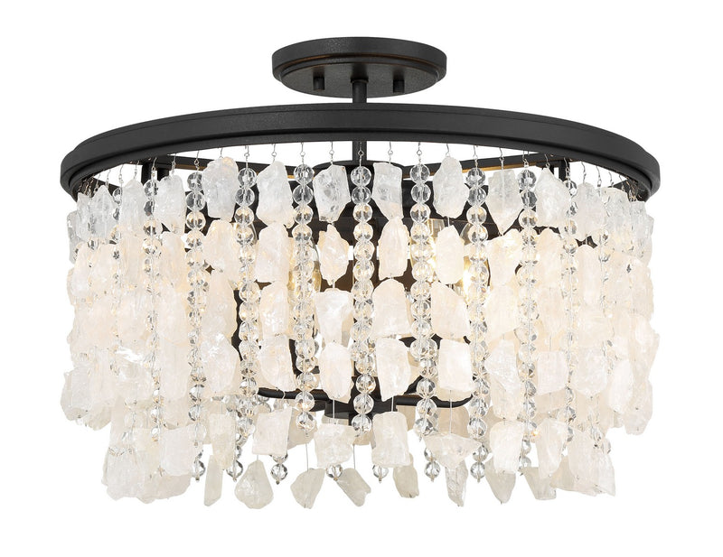 Four Light Semi Flush Mount<br /><span style="color:#4AB0CE;">Entrega: 4-10 dias en USA</span><br /><span style="color:#4AB0CE;font-size:60%;">PREGUNTE POR ENTREGA EN PANAMA</span><br />Collection: Shimmering Elegance<br />Finish: Sand Coal