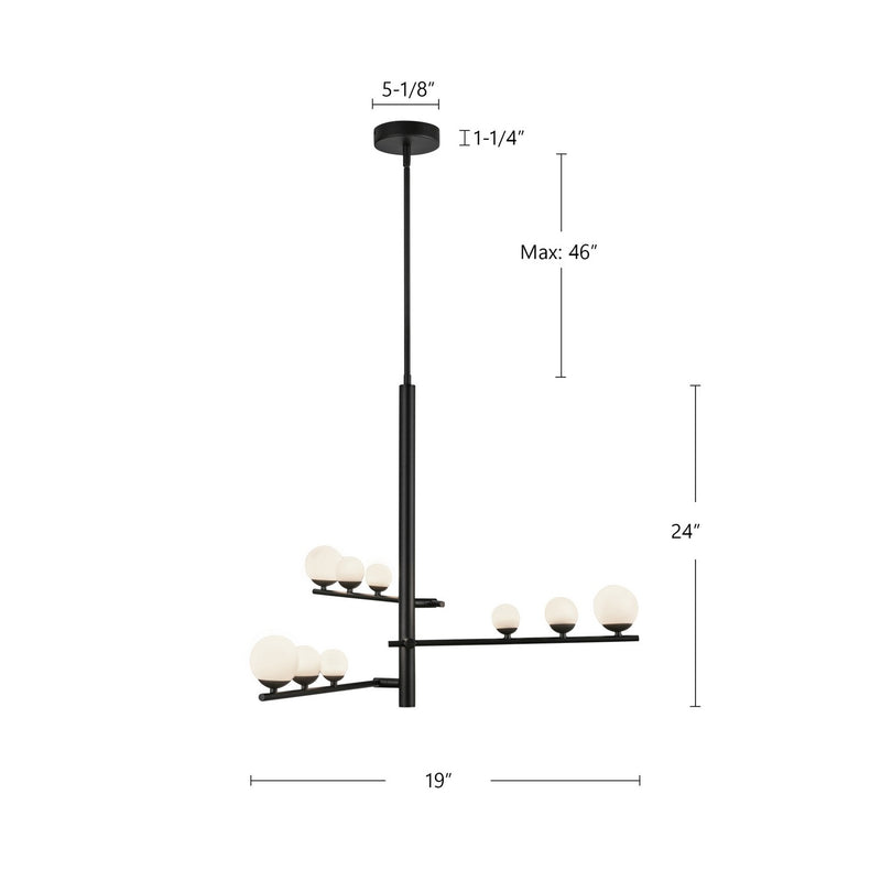 Kuzco Lighting - CH55524-BK/OP - LED Chandelier - Cypress - Black/Opal Glass