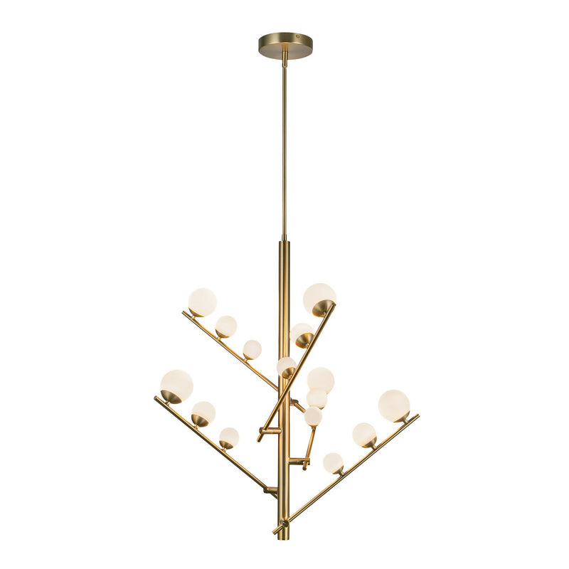 LED Chandelier<br /><span style="color:#4AB0CE;">Entrega: 4-10 dias en USA</span><br /><span style="color:#4AB0CE;font-size:60%;">PREGUNTE POR ENTREGA EN PANAMA</span><br />Collection: Juniper<br />Finish: Brushed Gold/Opal Glass