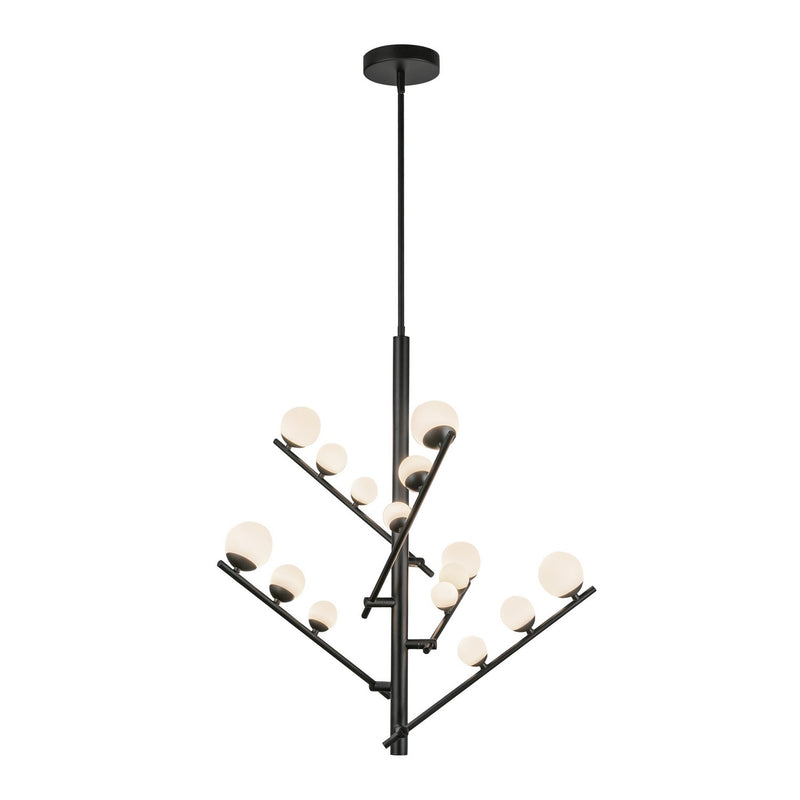 LED Chandelier<br /><span style="color:#4AB0CE;">Entrega: 4-10 dias en USA</span><br /><span style="color:#4AB0CE;font-size:60%;">PREGUNTE POR ENTREGA EN PANAMA</span><br />Collection: Juniper<br />Finish: Black/Opal Glass