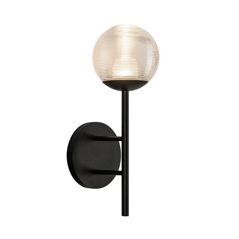 LED Exterior Wall Mount<br /><span style="color:#4AB0CE;">Entrega: 1-2 semanas en USA</span><br /><span style="color:#4AB0CE;font-size:60%;">PREGUNTE POR ENTREGA EN PANAMA</span><br />Collection: Claremont<br />Finish: Black/Clear Ribbed Glass