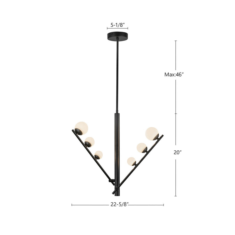 Kuzco Lighting - PD55520-BK/OP - LED Pendant - Cypress - Black/Opal Glass
