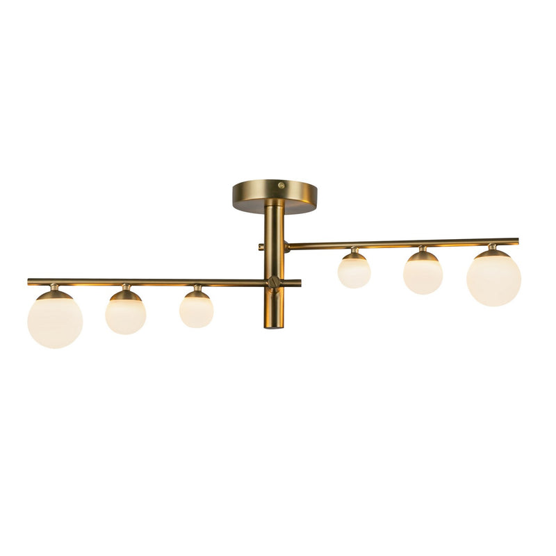 LED Semi-Flush Mount<br /><span style="color:#4AB0CE;">Entrega: 4-10 dias en USA</span><br /><span style="color:#4AB0CE;font-size:60%;">PREGUNTE POR ENTREGA EN PANAMA</span><br />Collection: Cypress<br />Finish: Brushed Gold/Opal Glass