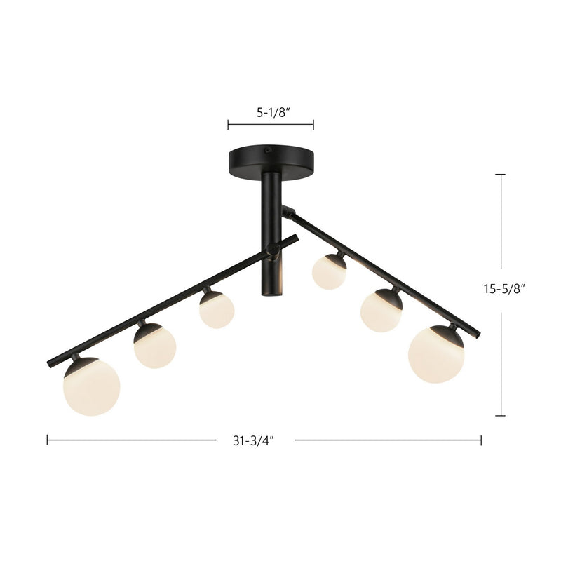Kuzco Lighting - SF55525-BK/OP - LED Semi-Flush Mount - Cypress - Black/Opal Glass