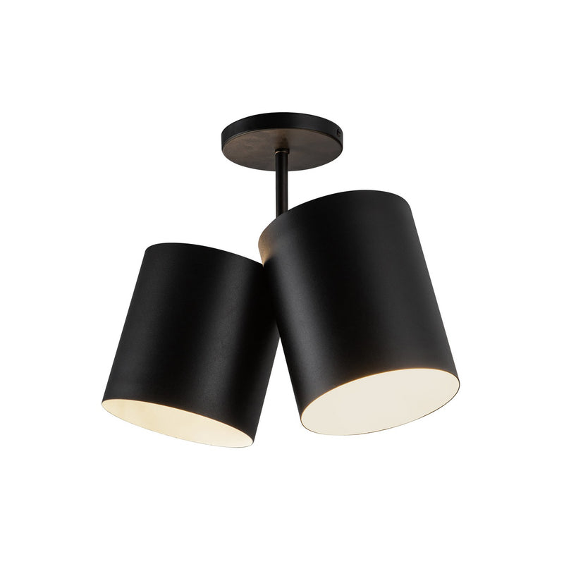 Two Light Semi-Flush Mount<br /><span style="color:#4AB0CE;">Entrega: 4-10 dias en USA</span><br /><span style="color:#4AB0CE;font-size:60%;">PREGUNTE POR ENTREGA EN PANAMA</span><br />Collection: Keiko<br />Finish: Black