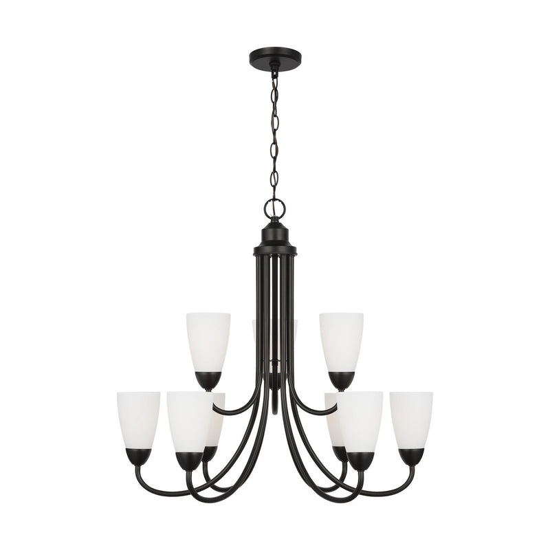 Generation Lighting. - 3120209-112 - Nine Light Chandelier - Seville - Midnight Black