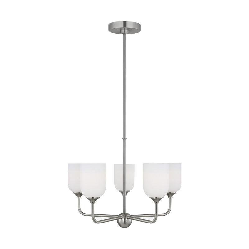 Generation Lighting. - GLC1085BS - Five Light Chandelier - Emile - Brushed Steel