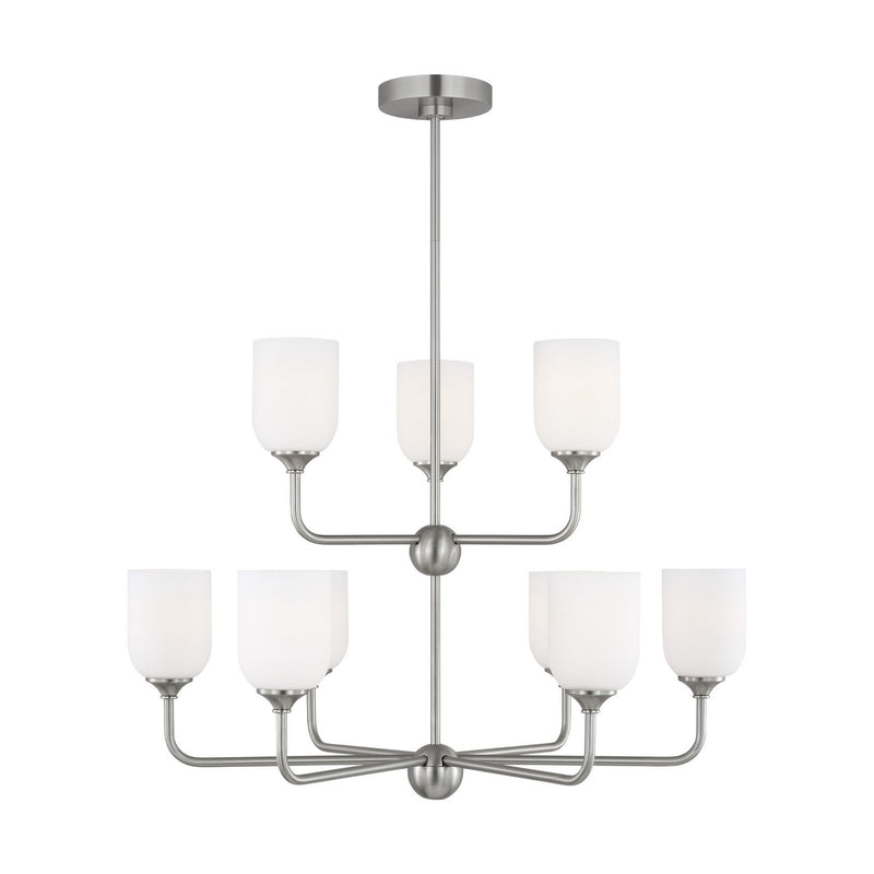 Generation Lighting. - GLC1109BS - Nine Light Chandelier - Emile - Brushed Steel