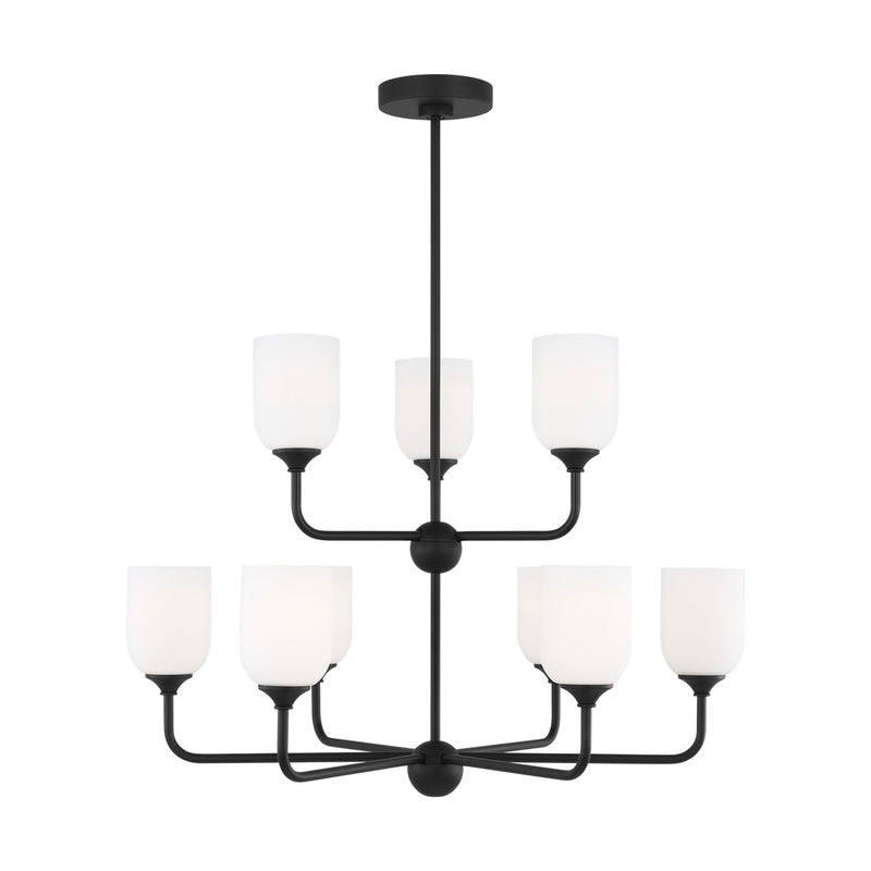 Generation Lighting - GLC1109MBK - Nine Light Chandelier - Emile - Midnight Black