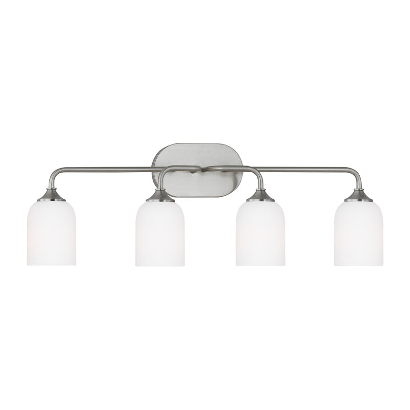 Four Light Vanity<br /><span style="color:#4AB0CE;">Entrega: 4-10 dias en USA</span><br /><span style="color:#4AB0CE;font-size:60%;">PREGUNTE POR ENTREGA EN PANAMA</span><br />Collection: Emile<br />Finish: Brushed Steel