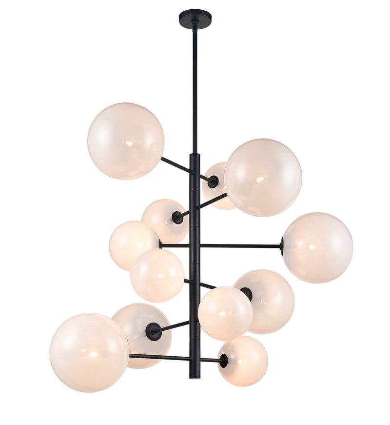 Avenue Lighting - HF4212-BK-WHT - 12 Light Chandelier - Delilah - Black