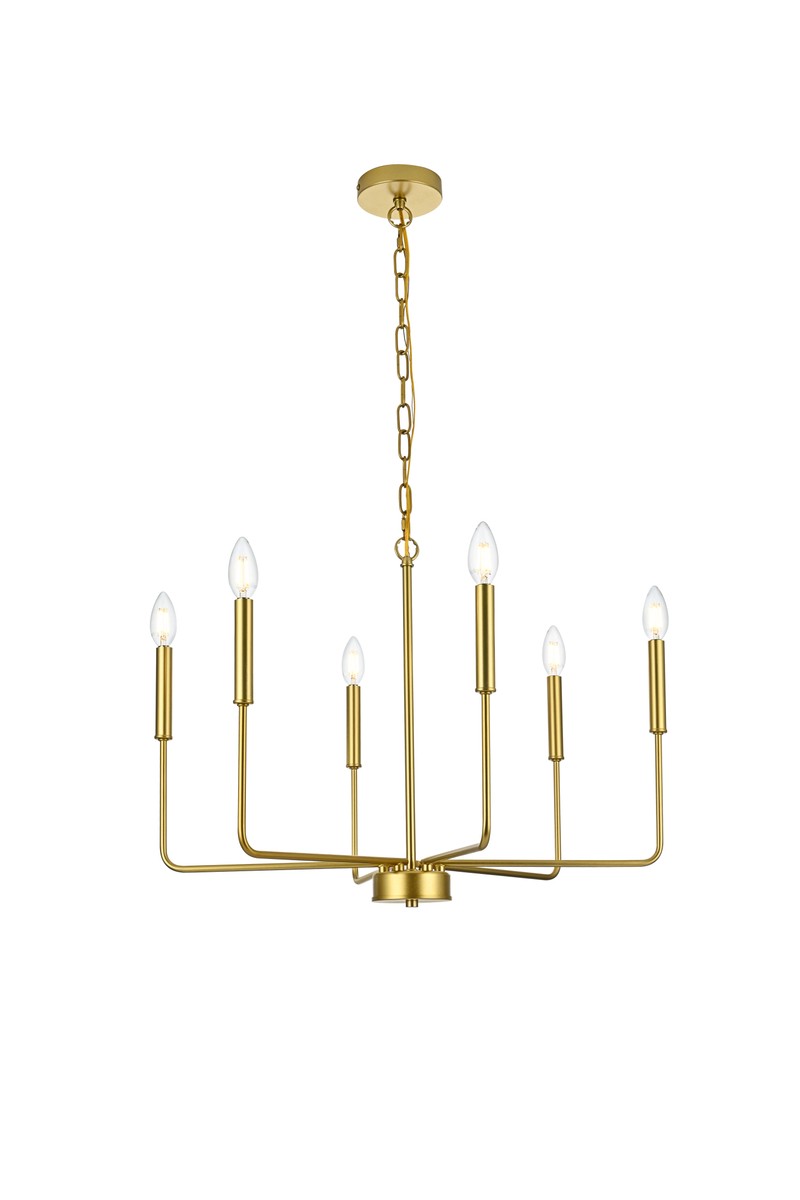 Elegant Lighting - LD740D26BRA - Six Light Pendant - Willa - Brass