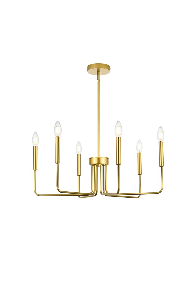 Elegant Lighting - LD742D26BRA - Six Light Pendant - Willa - Brass