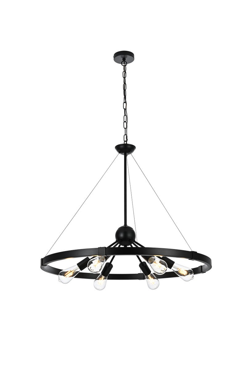 Elegant Lighting - LD746D32BK - Six Light Pendant - Thora - Black