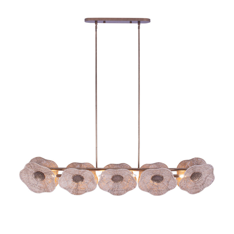 Five Light Island Pendant<br /><span style="color:#4AB0CE;">Entrega: 4-10 dias en USA</span><br /><span style="color:#4AB0CE;font-size:60%;">PREGUNTE POR ENTREGA EN PANAMA</span><br />Collection: Poppy<br />Finish: Pearlized Antique Brass