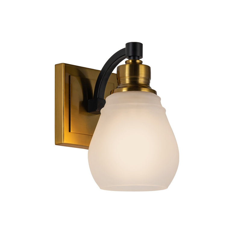 One Light Bathroom Sconce<br /><span style="color:#4AB0CE;">Entrega: 4-10 dias en USA</span><br /><span style="color:#4AB0CE;font-size:60%;">PREGUNTE POR ENTREGA EN PANAMA</span><br />Collection: Nelson<br />Finish: Brass & Black