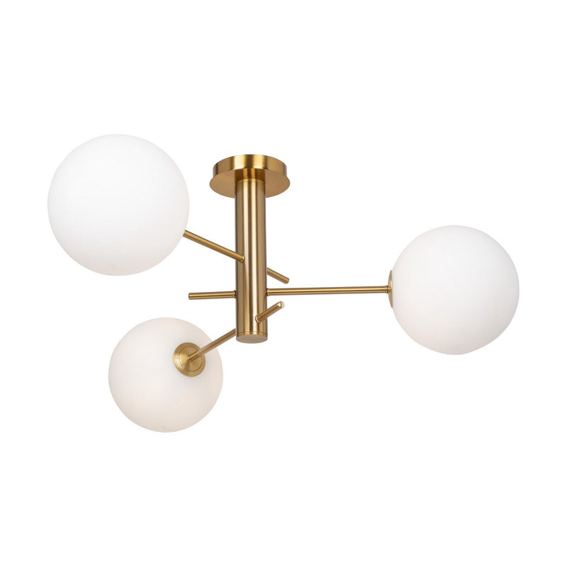 Three Light Semi-Flush Mount<br /><span style="color:#4AB0CE;">Entrega: 4-10 dias en USA</span><br /><span style="color:#4AB0CE;font-size:60%;">PREGUNTE POR ENTREGA EN PANAMA</span><br />Collection: Aurelia<br />Finish: Brass