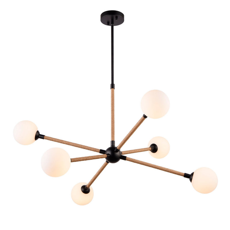 Six Light Chandelier<br /><span style="color:#4AB0CE;">Entrega: 4-10 dias en USA</span><br /><span style="color:#4AB0CE;font-size:60%;">PREGUNTE POR ENTREGA EN PANAMA</span><br />Collection: Capilano<br />Finish: Black