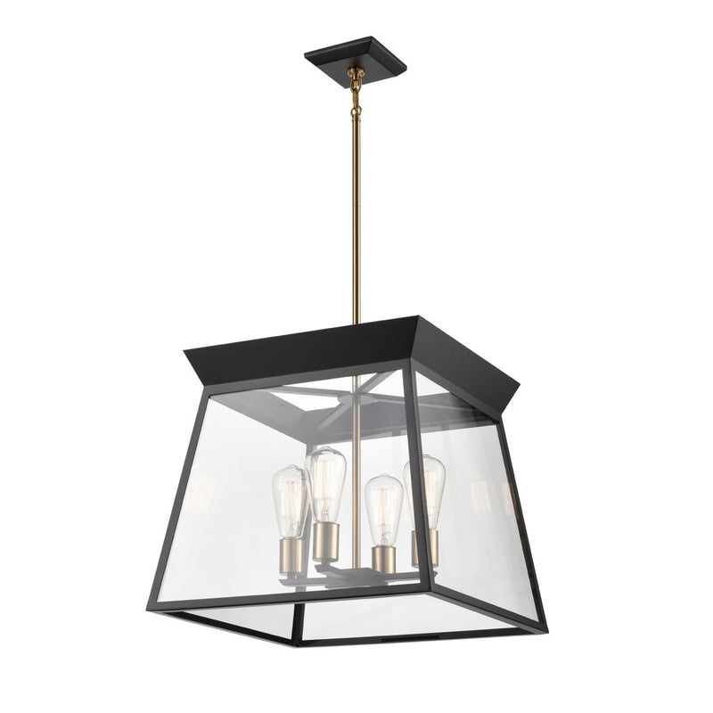 Four Light Chandelier<br /><span style="color:#4AB0CE;">Entrega: 4-10 dias en USA</span><br /><span style="color:#4AB0CE;font-size:60%;">PREGUNTE POR ENTREGA EN PANAMA</span><br />Collection: Lucian<br />Finish: Black and Brushed Brass