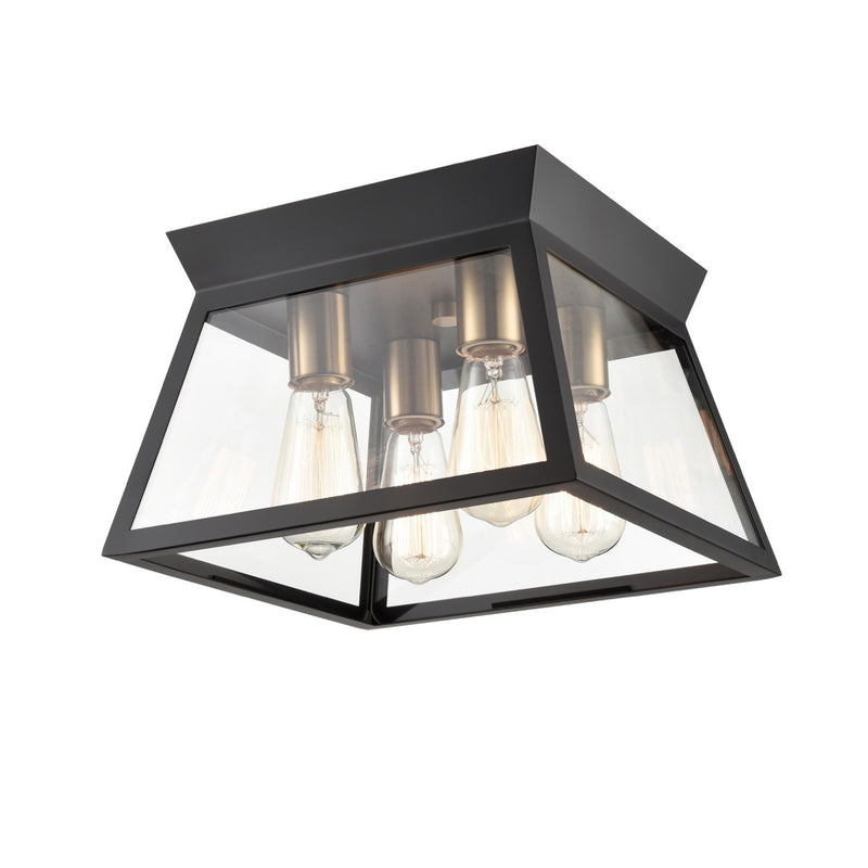 Four Light Flushmount<br /><span style="color:#4AB0CE;">Entrega: 4-10 dias en USA</span><br /><span style="color:#4AB0CE;font-size:60%;">PREGUNTE POR ENTREGA EN PANAMA</span><br />Collection: Lucian<br />Finish: Black and Brushed Brass