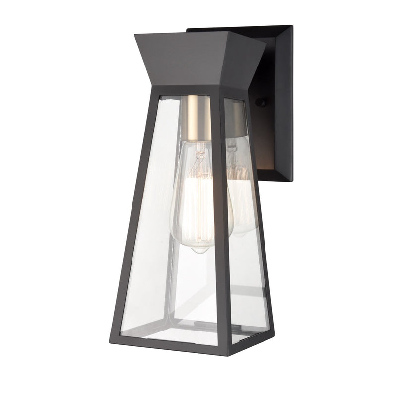 One Light Wall Sconce<br /><span style="color:#4AB0CE;">Entrega: 4-10 dias en USA</span><br /><span style="color:#4AB0CE;font-size:60%;">PREGUNTE POR ENTREGA EN PANAMA</span><br />Collection: Lucian<br />Finish: Black and Brushed Brass