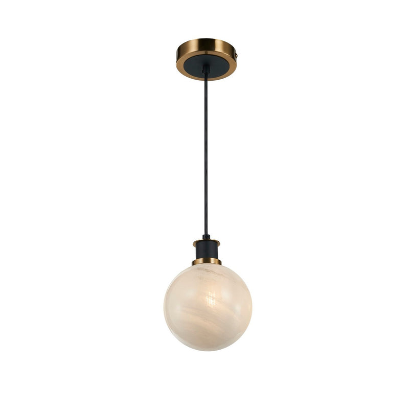 One Light Pendant<br /><span style="color:#4AB0CE;">Entrega: 4-10 dias en USA</span><br /><span style="color:#4AB0CE;font-size:60%;">PREGUNTE POR ENTREGA EN PANAMA</span><br />Collection: Gem<br />Finish: Black and Brushed Brass