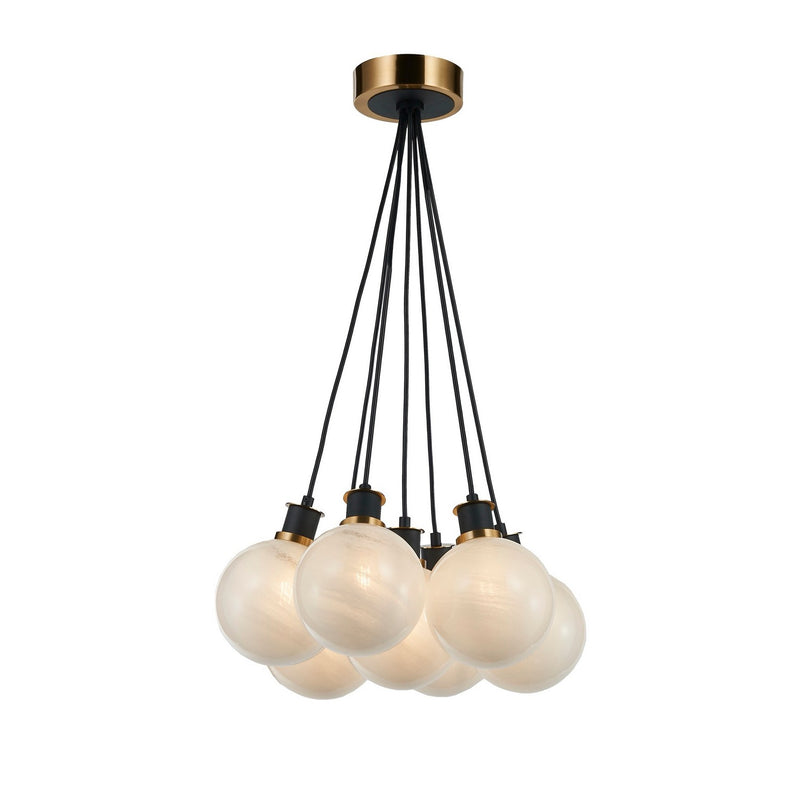 Seven Light Pendant<br /><span style="color:#4AB0CE;">Entrega: 4-10 dias en USA</span><br /><span style="color:#4AB0CE;font-size:60%;">PREGUNTE POR ENTREGA EN PANAMA</span><br />Collection: Gem<br />Finish: Black and Brushed Brass