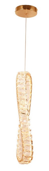 LÁMPARA DE  CRISTAL K9  DE TECHO  LED 25W, TONALIDAD 3000K, 100-240V, 50-60HZ, GRADO DE PROTECCION IP20, ACABADO DORADO.