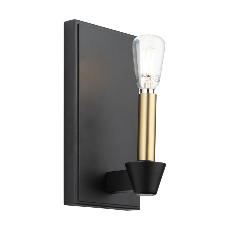 One Light Wall Sconce<br /><span style="color:#4AB0CE;">Entrega: 4-10 dias en USA</span><br /><span style="color:#4AB0CE;font-size:60%;">PREGUNTE POR ENTREGA EN PANAMA</span><br />Collection: Notting Hill<br />Finish: Black and Brushed Brass