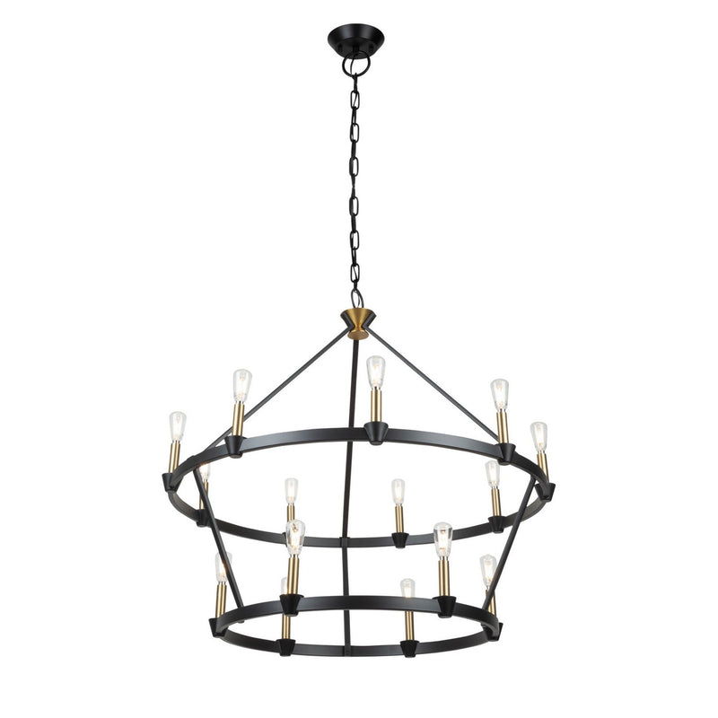 15 Light Chandelier<br /><span style="color:#4AB0CE;">Entrega: 4-10 dias en USA</span><br /><span style="color:#4AB0CE;font-size:60%;">PREGUNTE POR ENTREGA EN PANAMA</span><br />Collection: Notting Hill<br />Finish: Black and Brushed Brass