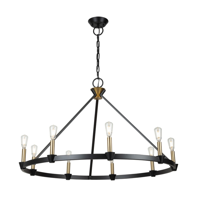 Nine Light Chandelier<br /><span style="color:#4AB0CE;">Entrega: 4-10 dias en USA</span><br /><span style="color:#4AB0CE;font-size:60%;">PREGUNTE POR ENTREGA EN PANAMA</span><br />Collection: Notting Hill<br />Finish: Black and Brushed Brass