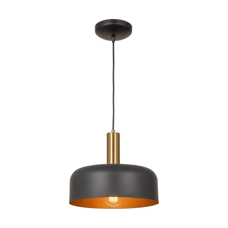 One Light Pendant<br /><span style="color:#4AB0CE;">Entrega: 4-10 dias en USA</span><br /><span style="color:#4AB0CE;font-size:60%;">PREGUNTE POR ENTREGA EN PANAMA</span><br />Collection: Orsa<br />Finish: Black and Brushed Brass