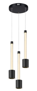 LÁMPARA DE TECHO COLGANTE DECORATIVA MODERNA LED 22W, TONALIDAD DE 3000K, 100-240V, 50-60HZ,  GRADO DE PROTECCION IP20, ACABADO NEGRO.