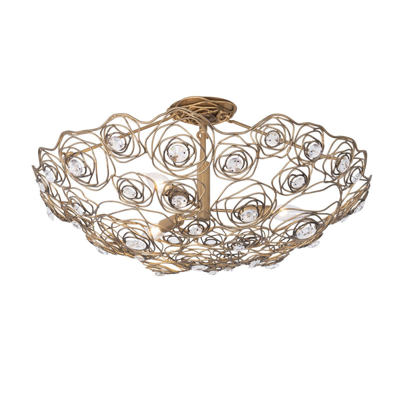 Three Light Semi-Flush Mount<br /><span style="color:#4AB0CE;">Entrega: 7-8 semanas en USA</span><br /><span style="color:#4AB0CE;font-size:60%;">PREGUNTE POR ENTREGA EN PANAMA</span><br />Collection: Ethereal Rose<br />Finish: Havana Gold Ombre