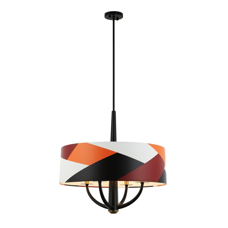 Four Light Pendant<br /><span style="color:#4AB0CE;">Entrega: 4-10 dias en USA</span><br /><span style="color:#4AB0CE;font-size:60%;">PREGUNTE POR ENTREGA EN PANAMA</span><br />Collection: Patchwork<br />Finish: Black/Satin Brass/Patchwork