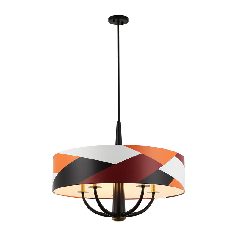 Five Light Pendant<br /><span style="color:#4AB0CE;">Entrega: 4-10 dias en USA</span><br /><span style="color:#4AB0CE;font-size:60%;">PREGUNTE POR ENTREGA EN PANAMA</span><br />Collection: Patchwork<br />Finish: Black/Satin Brass/Patchwork