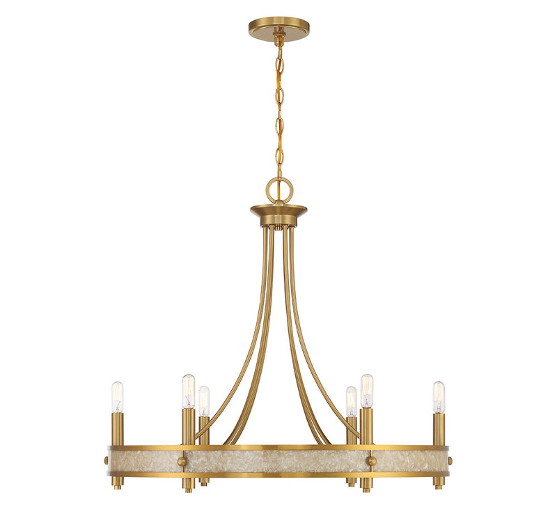 Six Light Chandelier<br /><span style="color:#4AB0CE;">Entrega: 4-10 dias en USA</span><br /><span style="color:#4AB0CE;font-size:60%;">PREGUNTE POR ENTREGA EN PANAMA</span><br />Collection: Camden<br />Finish: Warm Brass