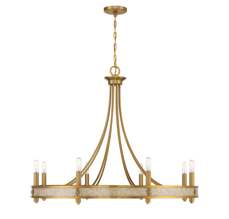 Eight Light Chandelier<br /><span style="color:#4AB0CE;">Entrega: 4-10 dias en USA</span><br /><span style="color:#4AB0CE;font-size:60%;">PREGUNTE POR ENTREGA EN PANAMA</span><br />Collection: Camden<br />Finish: Warm Brass