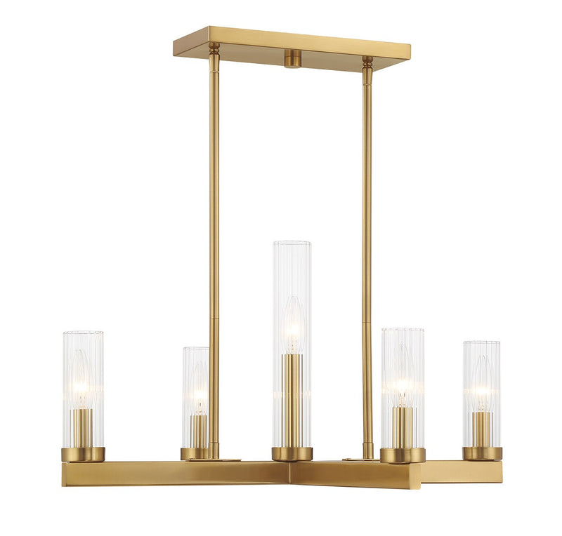 Five Light Chandelier<br /><span style="color:#4AB0CE;">Entrega: 4-10 dias en USA</span><br /><span style="color:#4AB0CE;font-size:60%;">PREGUNTE POR ENTREGA EN PANAMA</span><br />Collection: Carina<br />Finish: Warm Brass