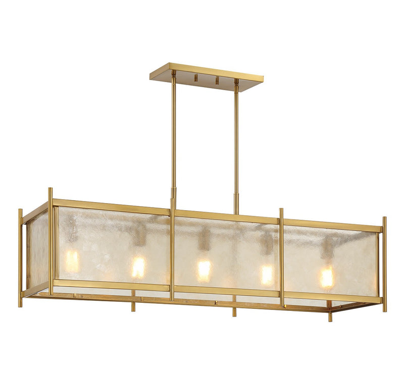 Five Light Linear Chandelier<br /><span style="color:#4AB0CE;">Entrega: 4-10 dias en USA</span><br /><span style="color:#4AB0CE;font-size:60%;">PREGUNTE POR ENTREGA EN PANAMA</span><br />Collection: Jacobs<br />Finish: Warm Brass