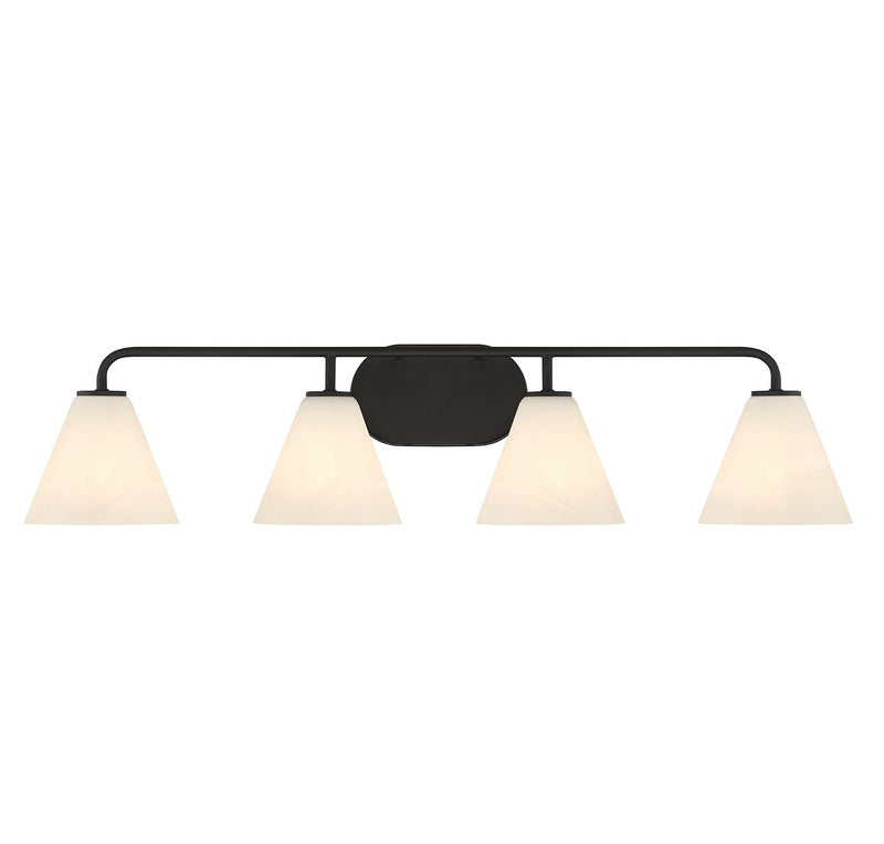 Four Light Bathroom Vanity<br /><span style="color:#4AB0CE;">Entrega: 4-10 dias en USA</span><br /><span style="color:#4AB0CE;font-size:60%;">PREGUNTE POR ENTREGA EN PANAMA</span><br />Collection: Blair<br />Finish: Matte Black
