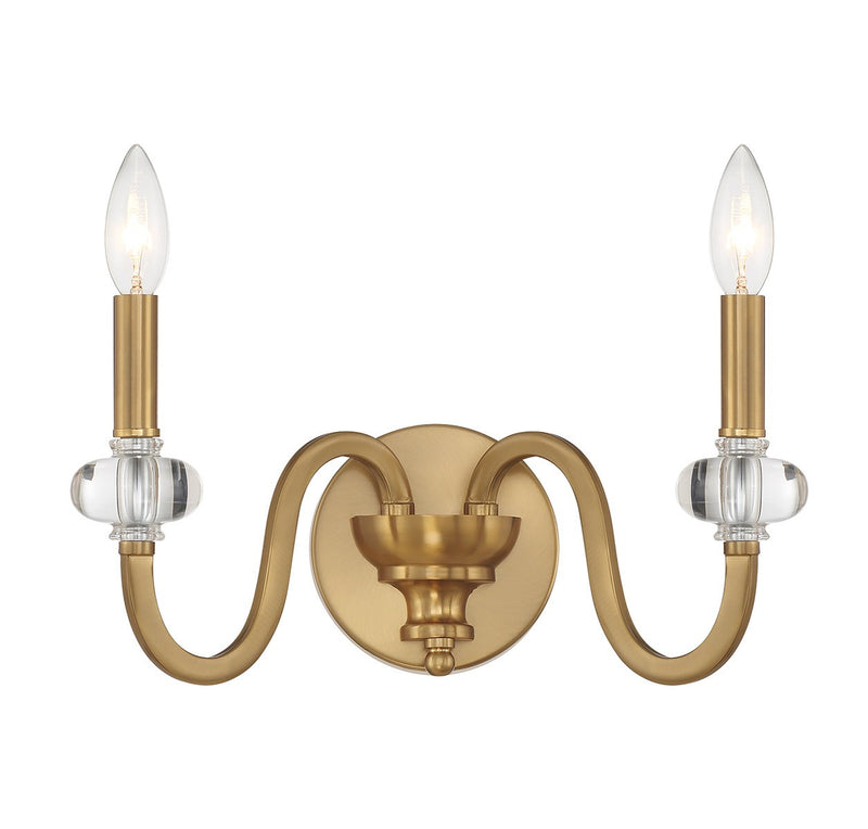 Two Light Wall Sconce<br /><span style="color:#4AB0CE;">Entrega: 4-10 dias en USA</span><br /><span style="color:#4AB0CE;font-size:60%;">PREGUNTE POR ENTREGA EN PANAMA</span><br />Collection: Bergdorf<br />Finish: Warm Brass