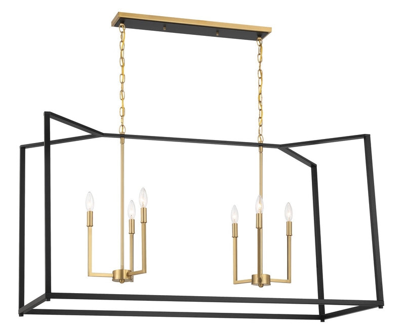 Minka-Lavery - 1466-883 - Six Light Island Chandelier - Colwick - Matte Black And Signature Gold