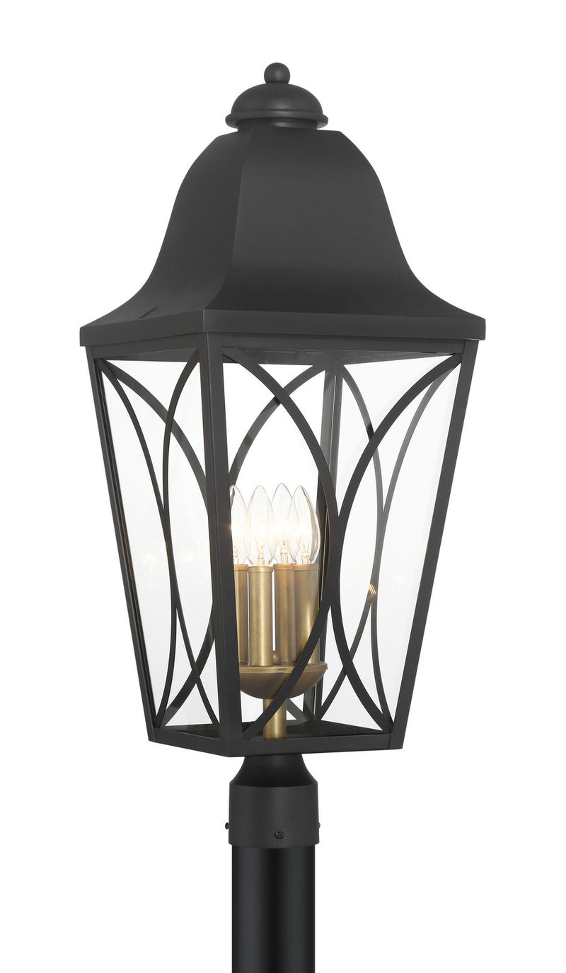 Minka-Lavery - 73355-757 - Four Light Outdoor Post Lantern - Cardigan - Sand Coal Black & Olden Brass