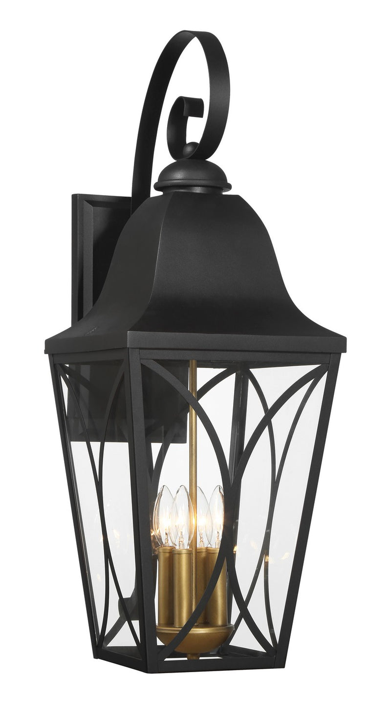 Minka-Lavery - 73359-757 - Four Light Outdoor Wall Mount - Cardigan - Sand Coal Black & Olden Brass