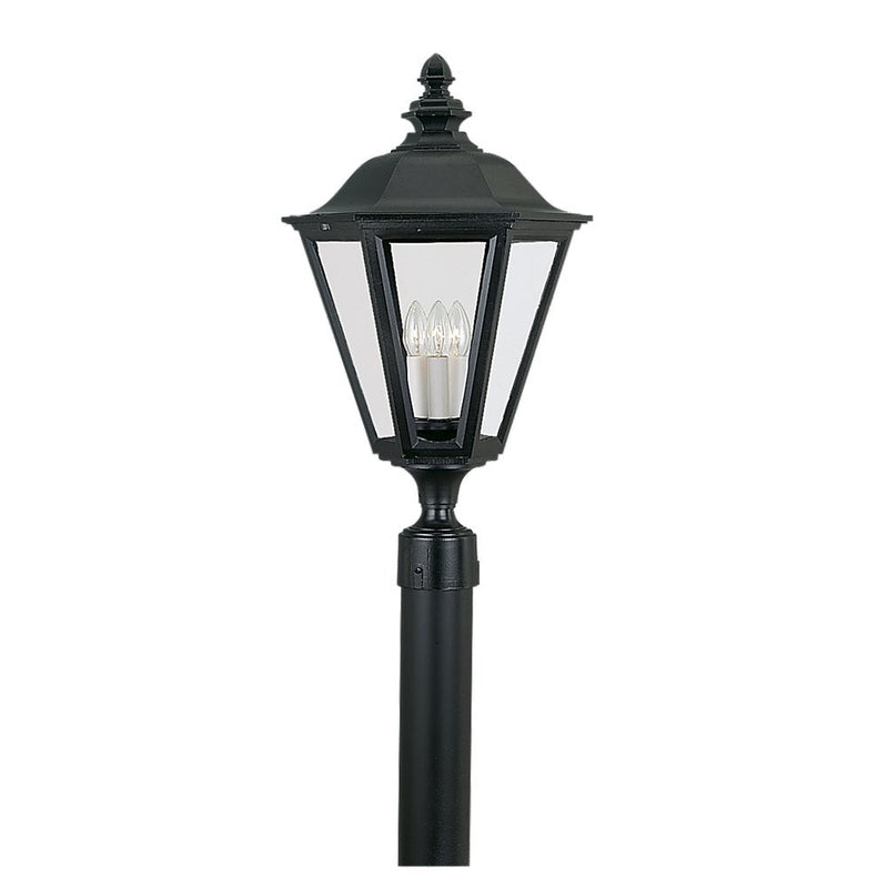 Three Light Outdoor Post Lantern<br /><span style="color:#4AB0CE;">Entrega: 4-10 dias en USA</span><br /><span style="color:#4AB0CE;font-size:60%;">PREGUNTE POR ENTREGA EN PANAMA</span><br />Collection: Brentwood<br />Finish: Black